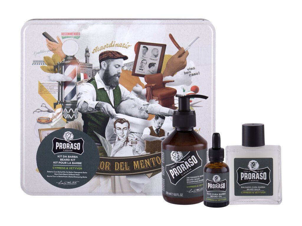 PRORASO Cypress & Vetyver Beard Wash Barzdos prausiklis 200 ml Damaged box Set