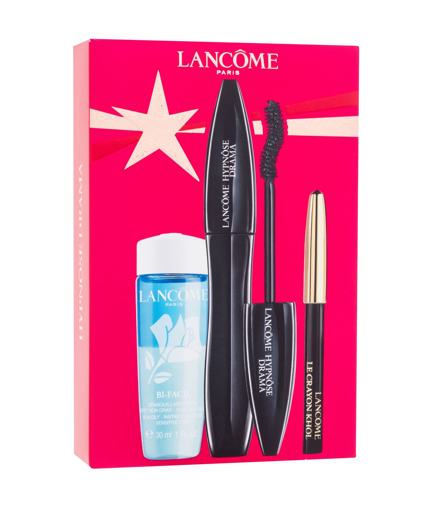 Lancome Hypnose 6,2ml Mascara 6,2 ml + Eye Pencil Le Crayon Khol 0,7 g 01 Noir + Bi-Facil Eye Make-up Remover 30 ml blakstienų tušas Rinkinys (Pažeista pakuotė)
