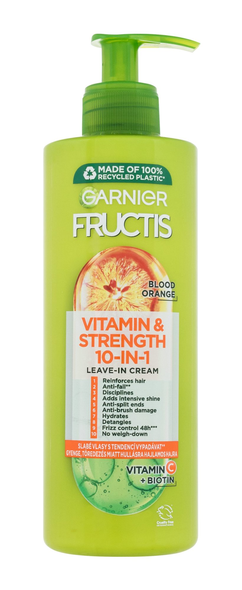 Garnier Fructis Vitamin & Strength 10-IN-1 Leave-In-Cream paliekama priemonė plaukams