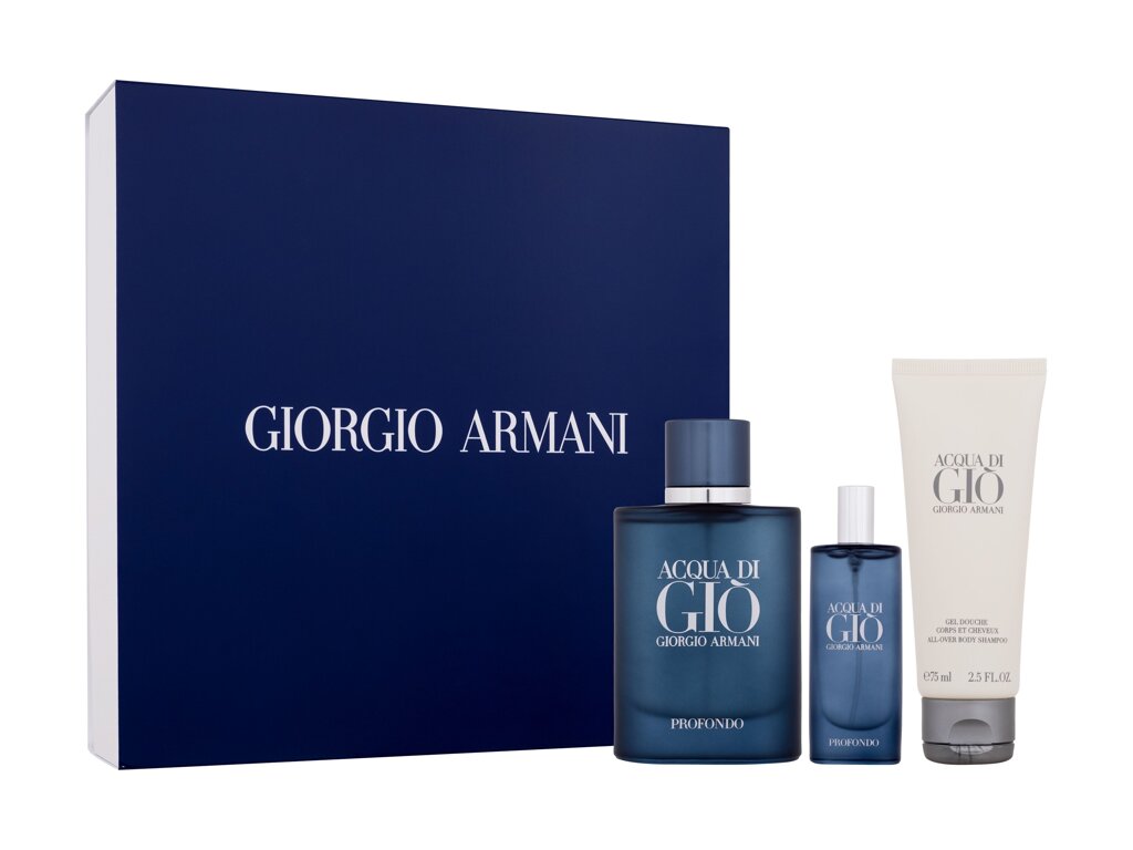 Giorgio Armani Acqua di Gio Profondo 75ml Edp 75 ml + Edp 15 ml + Shower Gel 75 ml Kvepalai Vyrams EDP Rinkinys