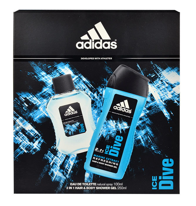 Adidas Ice Dive Eau De Toilette 100 ml Edt 100ml + 250ml shower gel Damaged box Set
