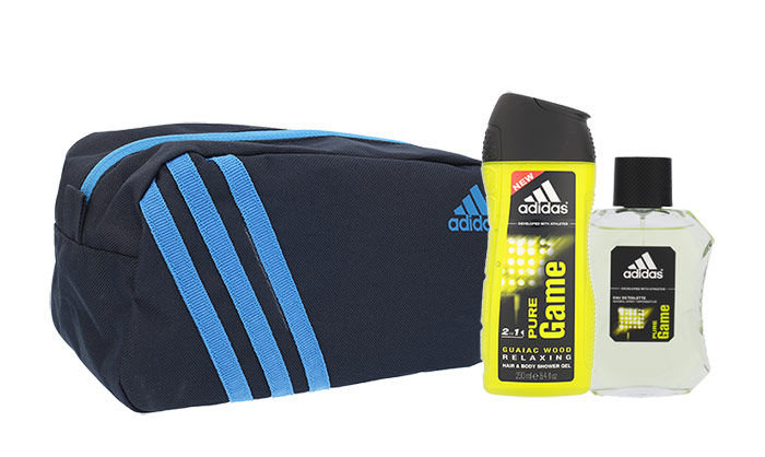 Adidas Pure Game 100ml Edt 100ml + 250ml Shower Gel + Cosmetic Bag Kvepalai Vyrams EDT Rinkinys