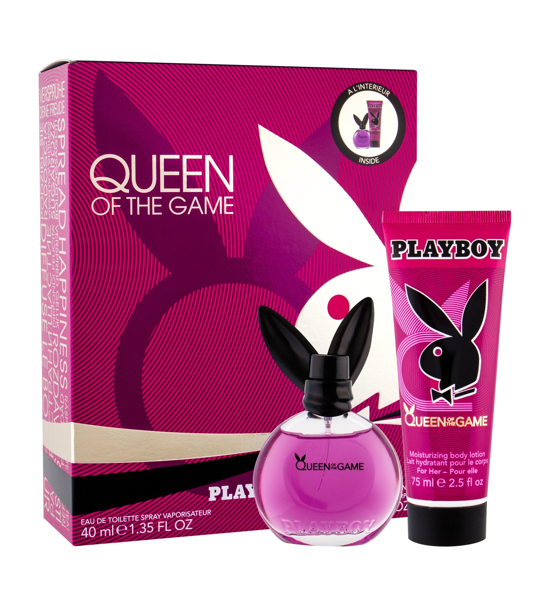 Playboy Queen of the Game For Her 40ml Edt 40 ml + Body Lotion 75 ml Kvepalai Moterims EDT Rinkinys