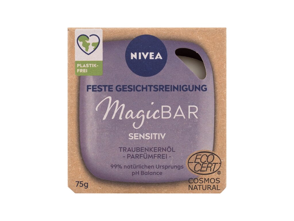Nivea Magic Bar Sensitive Grape Seed Oil 75g veido muilas (Pažeista pakuotė)