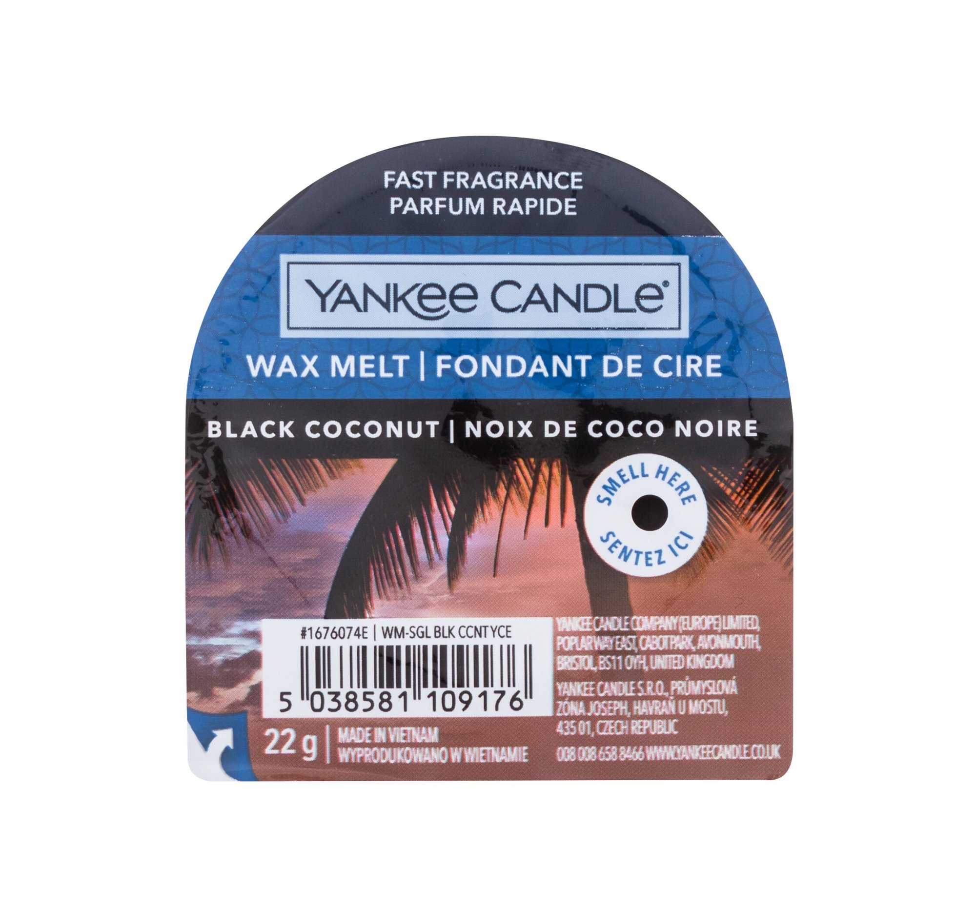 Yankee Candle Black Coconut 22g Kvepalai Unisex Kvapusis vaškas (Pažeista pakuotė)