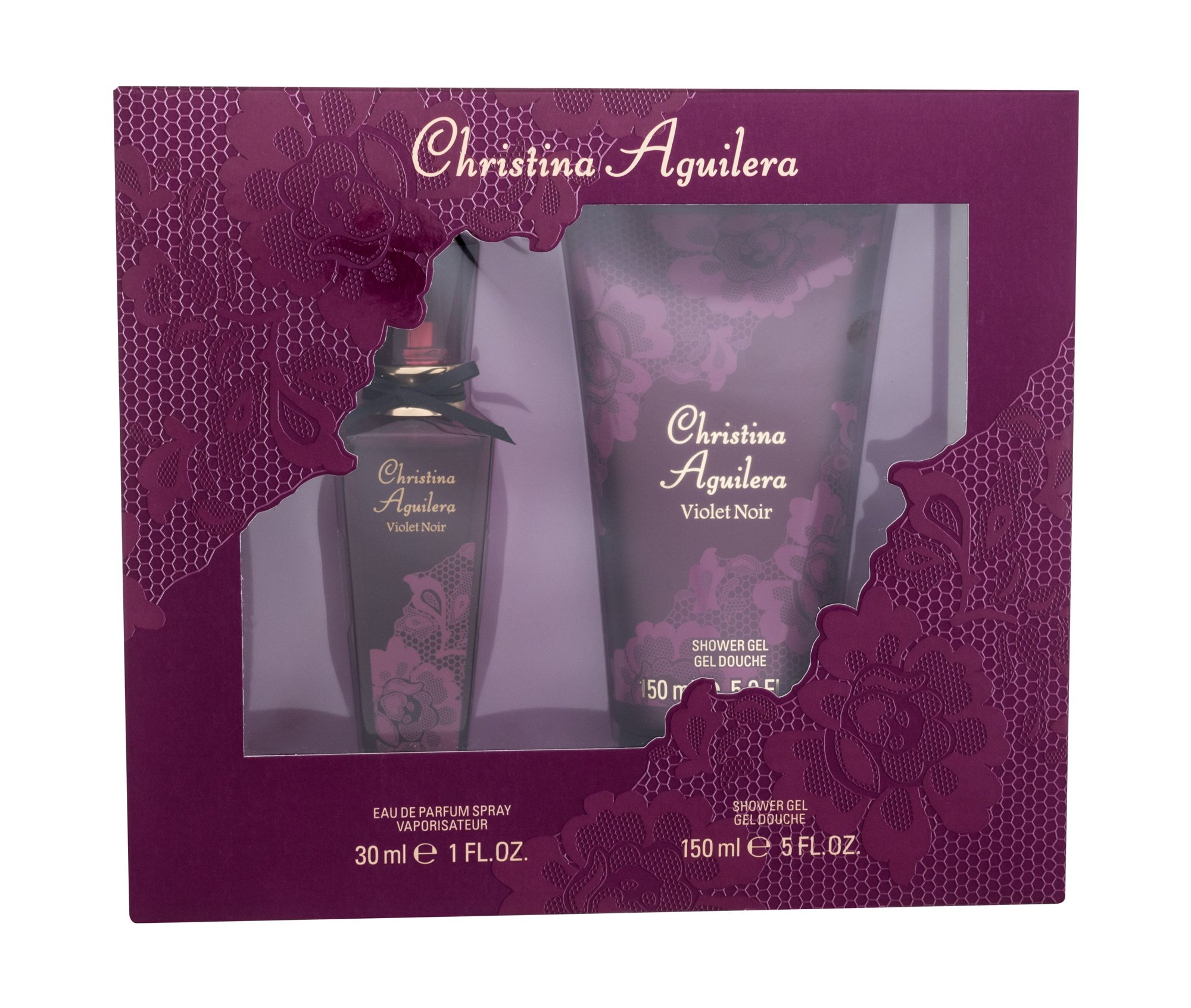Christina Aguilera Violet Noir 30ml Edp 30 ml + Shower Gel 150 ml Kvepalai Moterims EDP Rinkinys (Pažeista pakuotė)