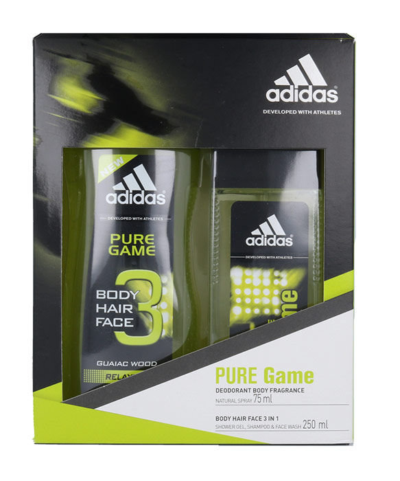 Adidas Pure Game 75ml 75ml Deospray + 250ml Shower Gel dezodorantas Rinkinys