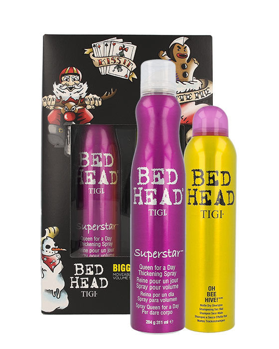 Tigi Bed Head Superstar 311ml 311ml Bed Head Superstar Queen For A Day Spray + 238ml Bed Head Oh Bee Hive plaukų lakas Rinkinys (Pažeista pakuotė)