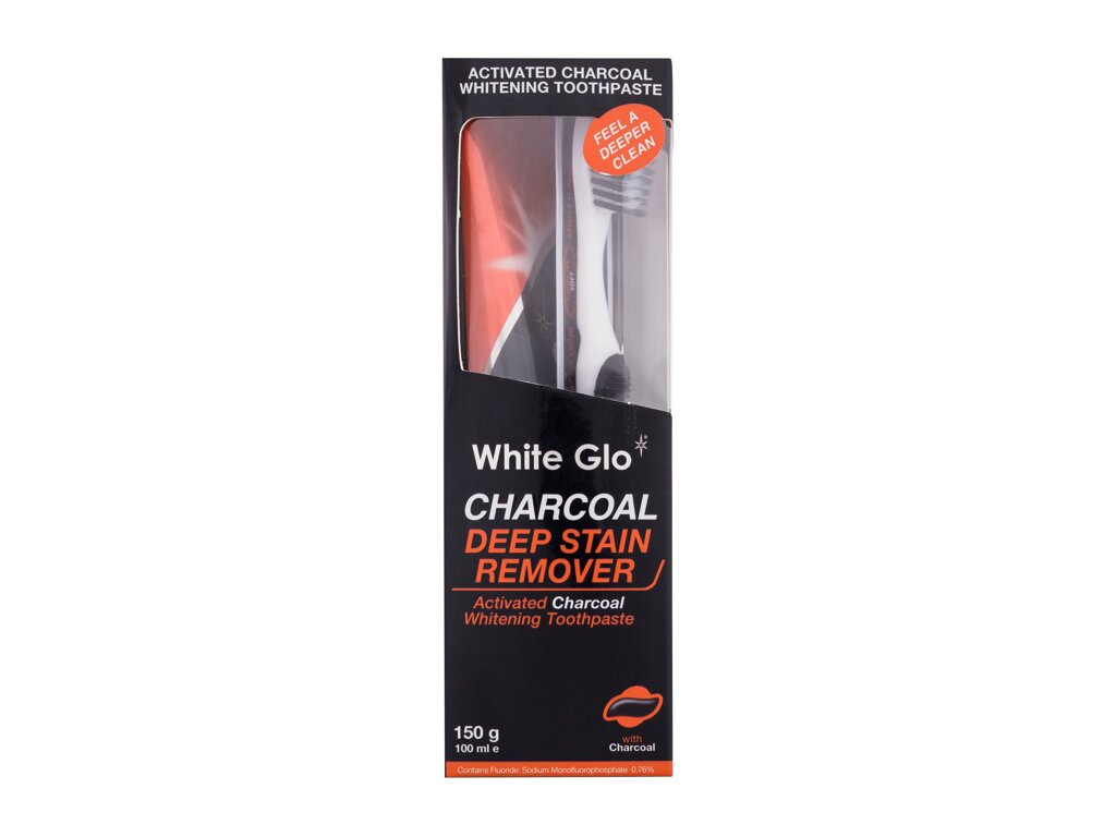 White Glo Charcoal Deep Stain Remover 100ml dantų pasta (Pažeista pakuotė)
