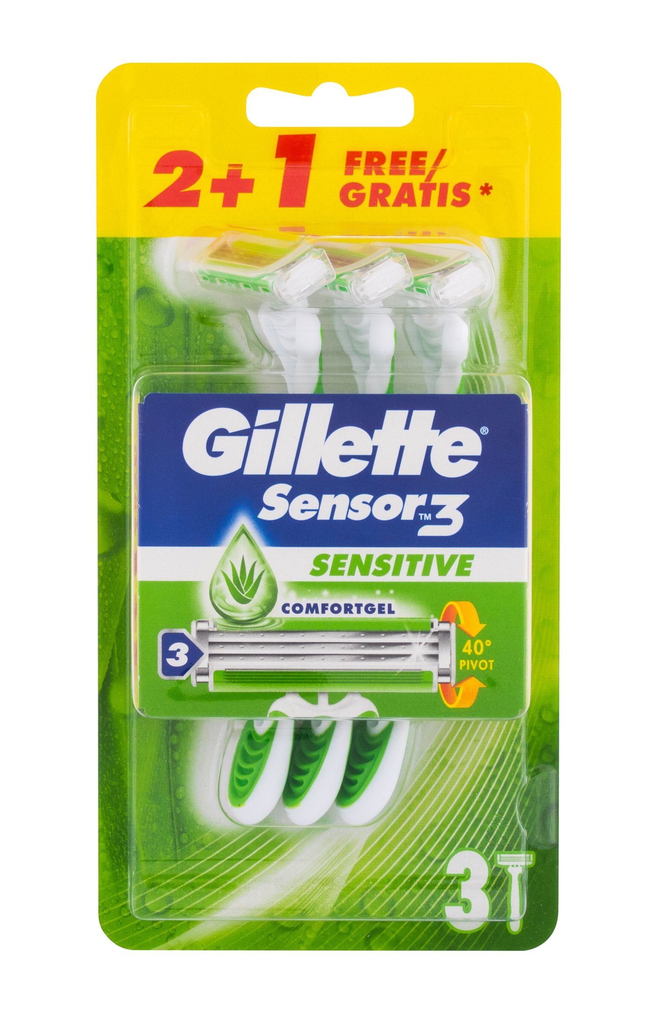 Gillette Sensor3 Sensitive 3vnt skustuvas (Pažeista pakuotė)