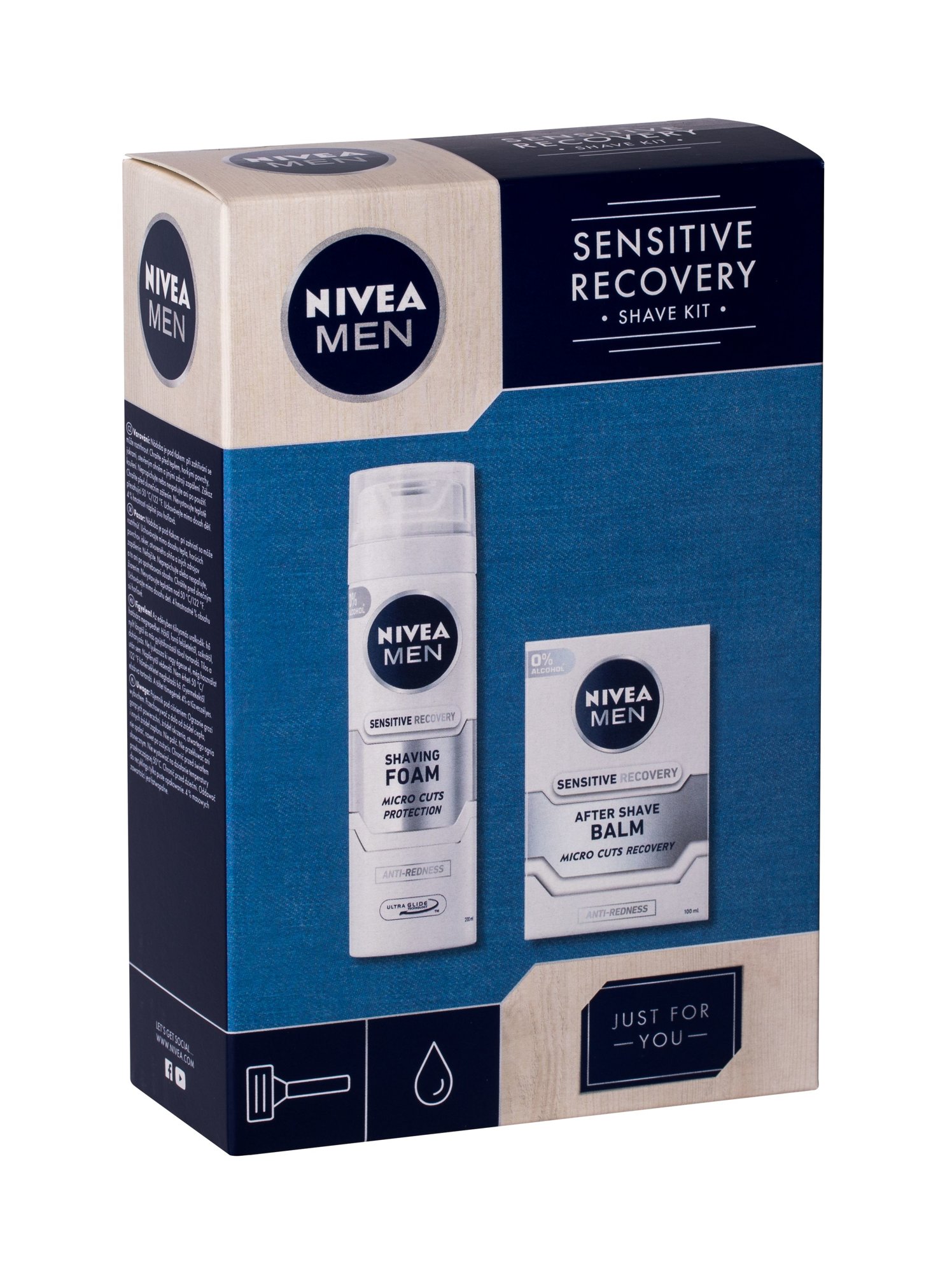 Nivea Men Sensitive Recovery 100ml Aftershave Balm 100 ml + Shaving Foam 200 ml balzamas po skutimosi Rinkinys (Pažeista pakuotė)