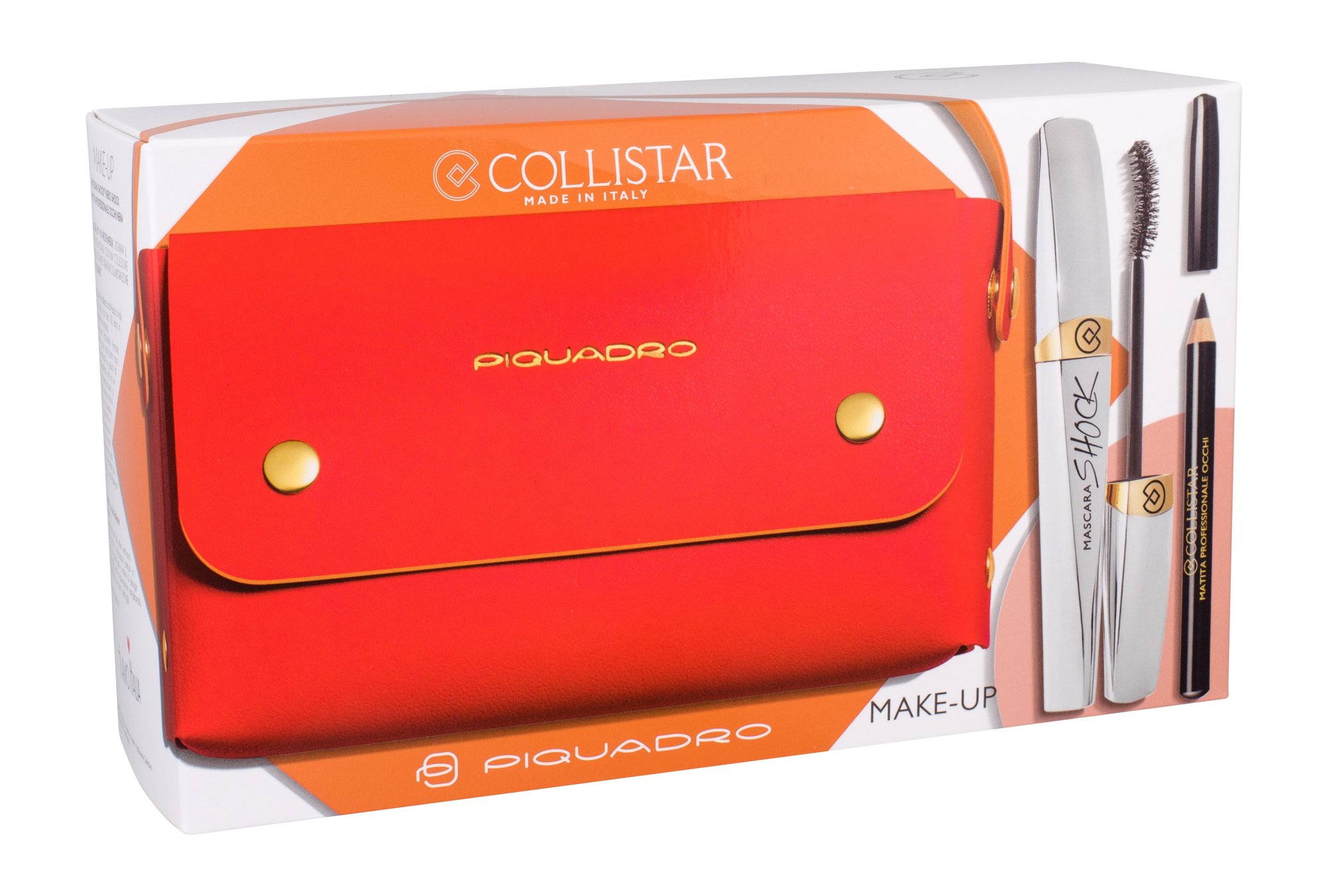 Collistar Shock 8ml Mascara 8 ml + Eye Pencil 2 g Black + Handbag blakstienų tušas Rinkinys (Pažeista pakuotė)