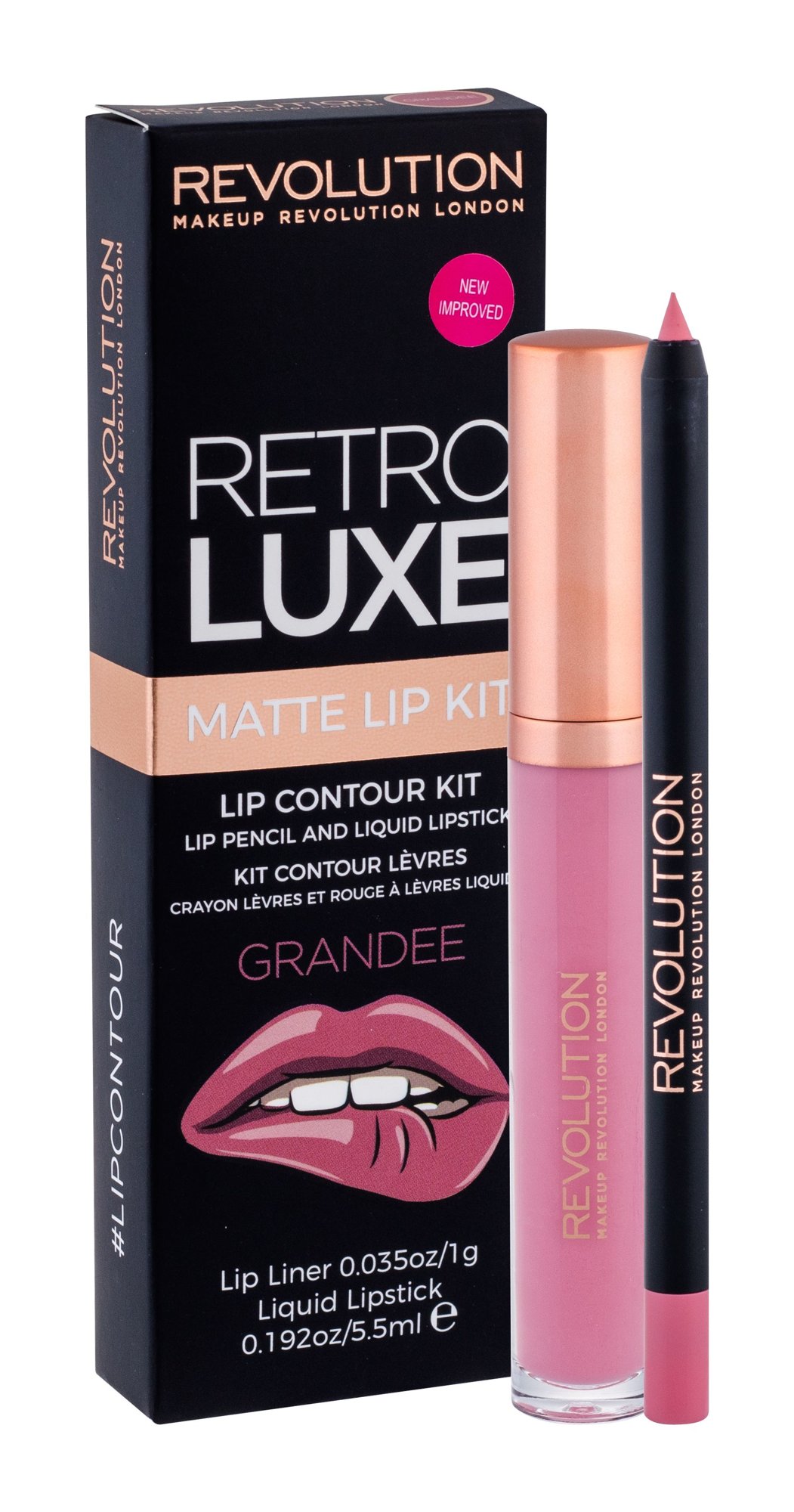 Makeup Revolution London Retro Luxe Matte Lip Kit 5,5ml Liquid Lipstick 5,5 ml + Contour Pencil for Lips 1 g lūpdažis Rinkinys
