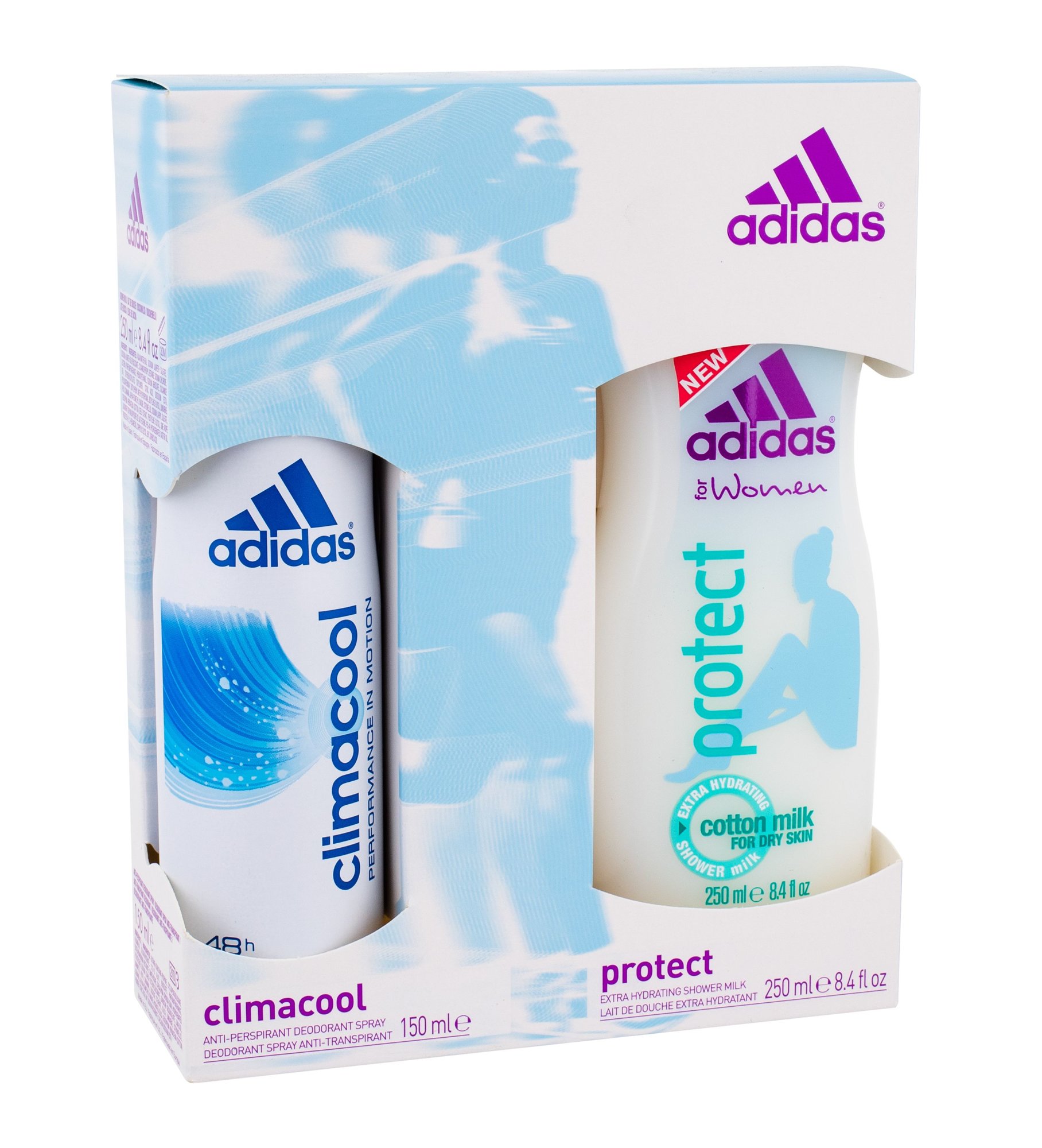 Adidas Climacool 150ml Antiperspirant 150ml + 250ml Shower Gel Protect antipersperantas Rinkinys (Pažeista pakuotė)