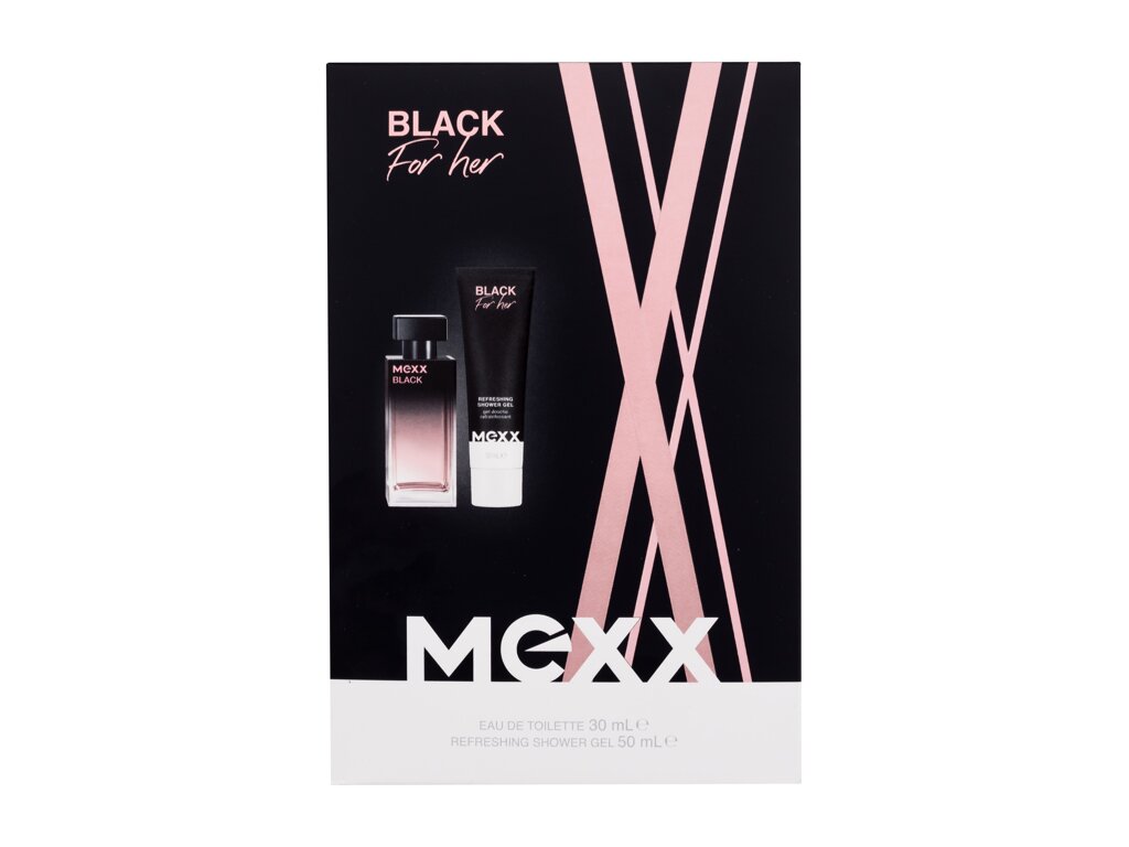 Mexx Black 30ml Edt 30 ml + Shower Gel 50 ml Kvepalai Moterims EDT Rinkinys (Pažeista pakuotė)