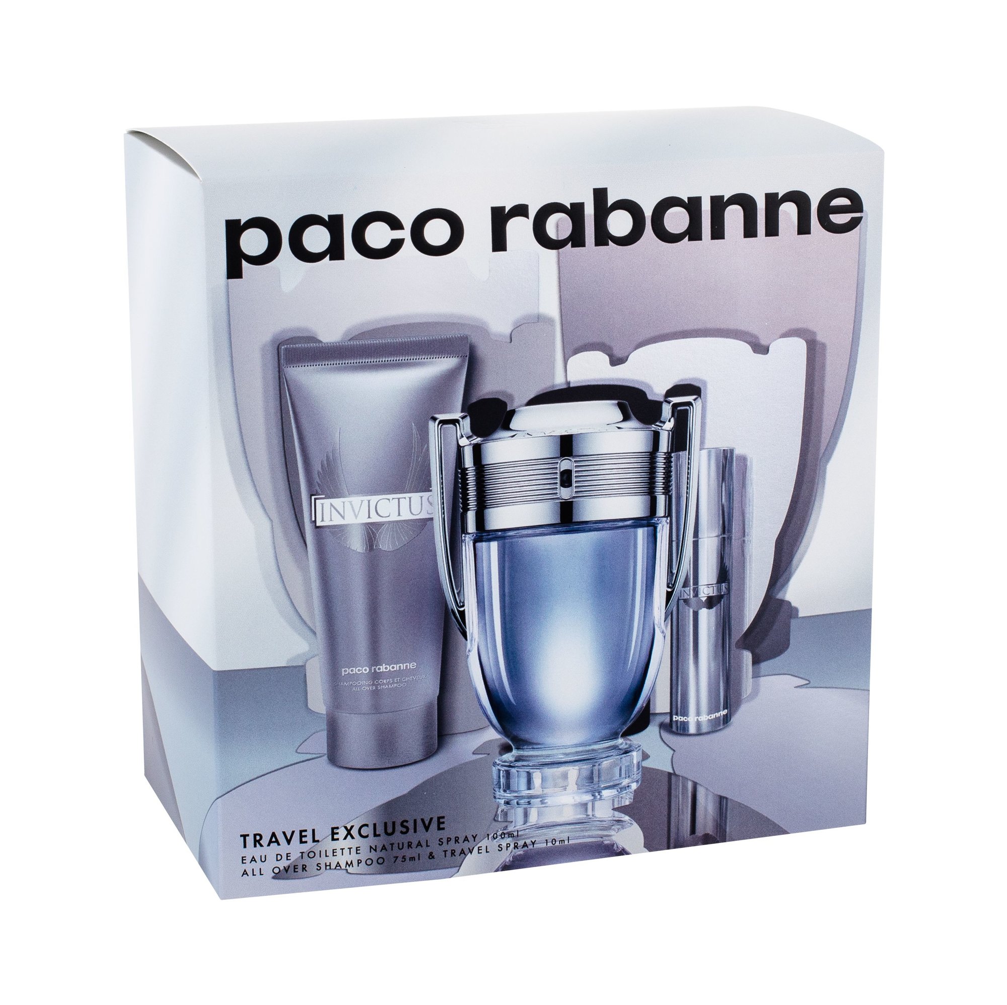 Rabanne Invictus Eau De Toilette 100 ml Edt 100 ml + Edt 10 ml + Shower Gel 75 ml Damaged box Set