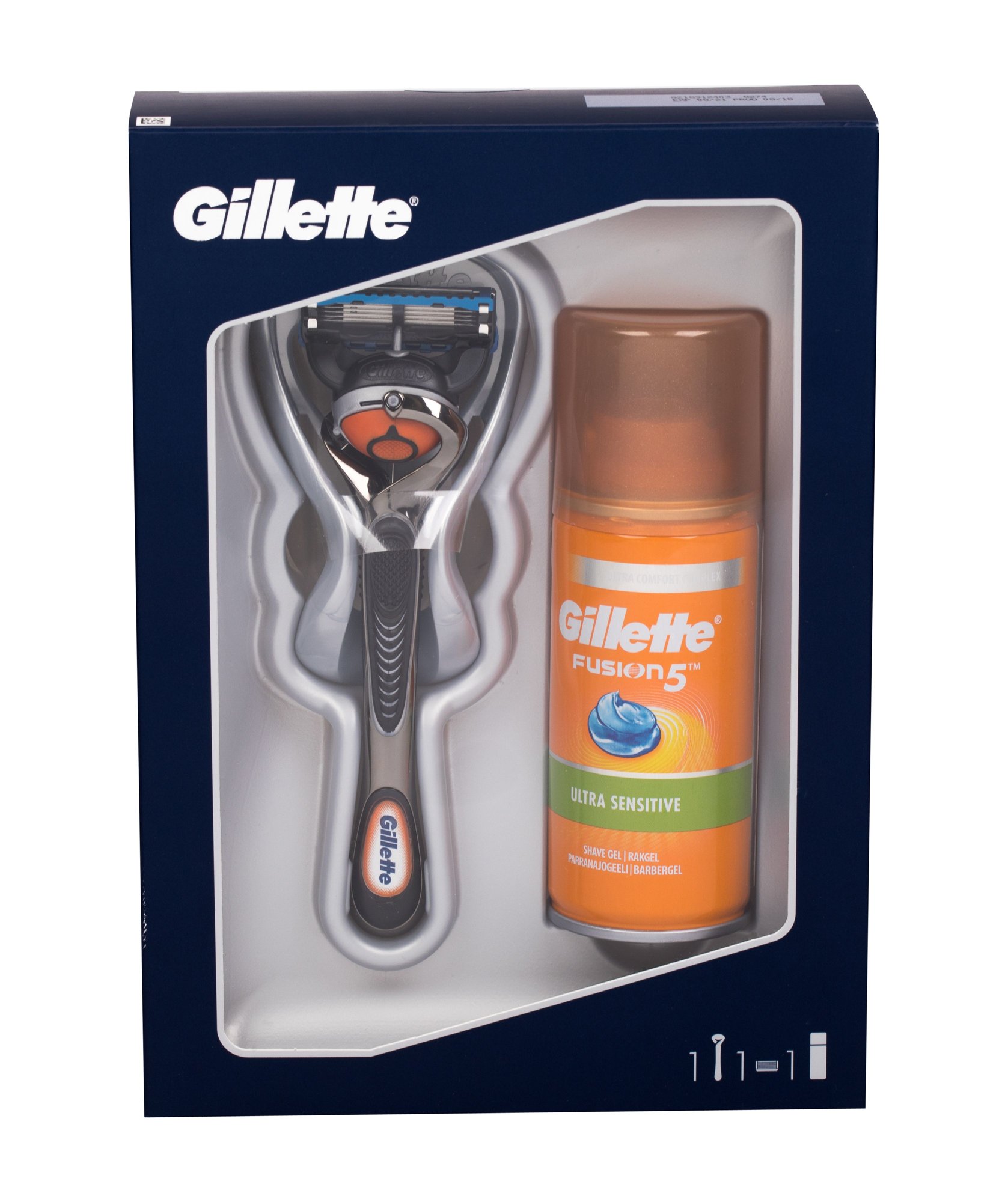 Gillette Fusion Proglide Flexball 1vnt Razor 1 pc + Shaving Gel Fusion5 Ultra Sensitive 75 ml skustuvas Rinkinys