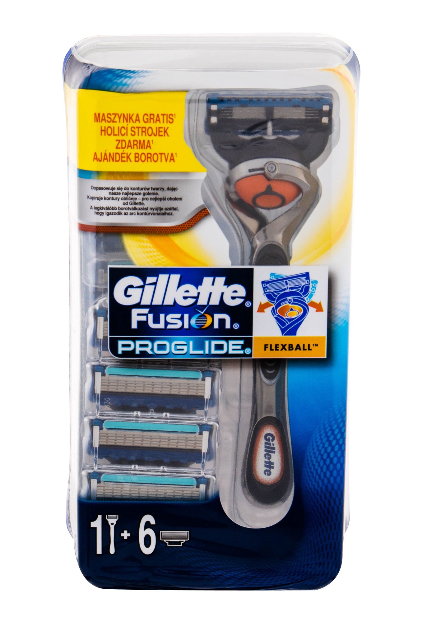 Gillette Fusion Proglide 1vnt Shave Machine with 1 head 1 pcs + Spare Heads 6 pcs skustuvas Rinkinys