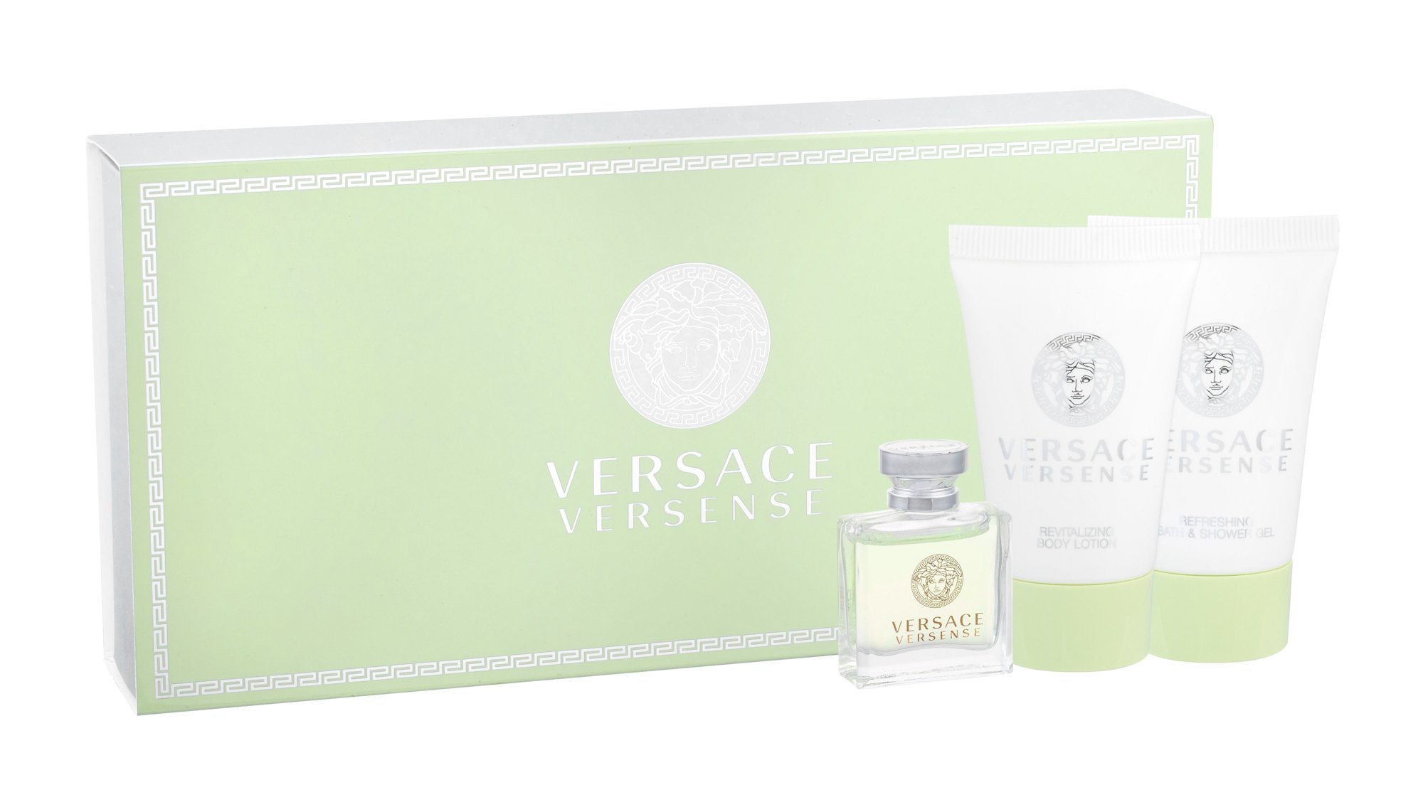 Versace Versense 5ml Edt 5ml + 25ml Shower gel + 25ml Body lotion kvepalų mėginukas Moterims EDT Rinkinys