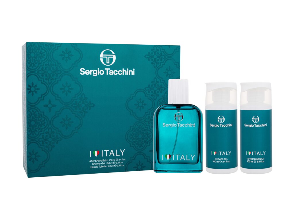 Sergio Tacchini I Love Italy 100ml Edt 100 ml + Shower Gel 100 ml + Aftershave Balm 100 ml Kvepalai Vyrams EDT Rinkinys (Pažeista pakuotė)