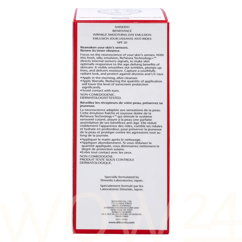Shiseido Shiseido Benefiance Wrinkle Smoothing Day Emulsion SPF20 75 ml natūrali veido odos priežiūros priemonė