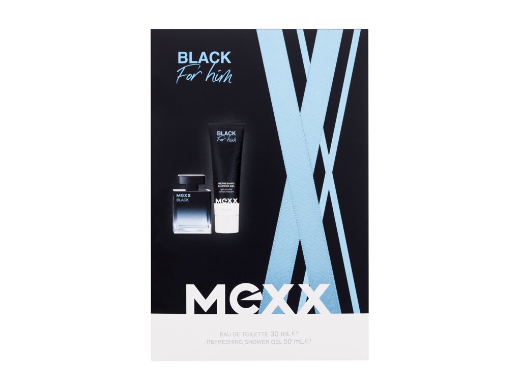 Mexx Black Man 30ml Edt 30 ml + Shower Gel 50 ml Kvepalai Vyrams EDT Rinkinys (Pažeista pakuotė)