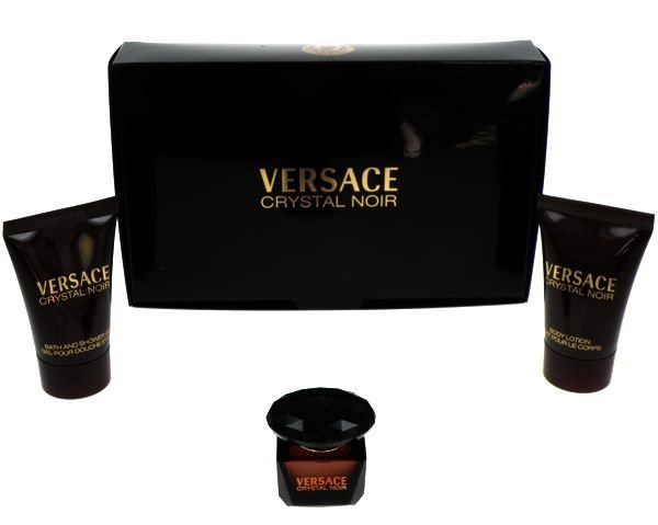 Versace Crystal Noir 5ml Edt 5ml + 25ml Body lotion + 25ml Shower gel kvepalų mėginukas Moterims EDT Rinkinys (Pažeista pakuotė)