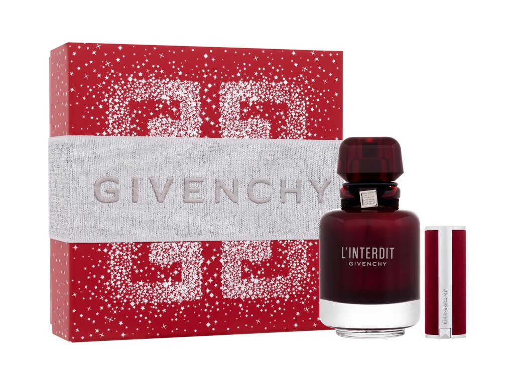Givenchy L´Interdit Rouge 50ml Edp 50 ml + Lipstick Le Rouge Deep Velvet 1,5 g 37 Rouge Grainé Kvepalai Moterims EDP Rinkinys