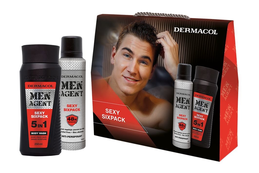 Dermacol Men Agent Sexy Sixpack 250ml Shower Gel 5in1 + Antiperspirant 150 ml dušo želė Rinkinys (Pažeista pakuotė)