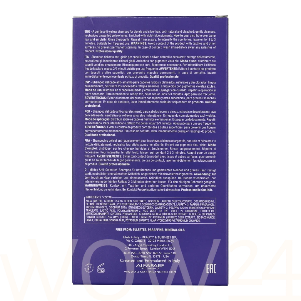 Alfaparf Alfaparf Semi Di Lino Intense Anti-Yellow Low Shampoo 250 ml &scaron;ampūnas