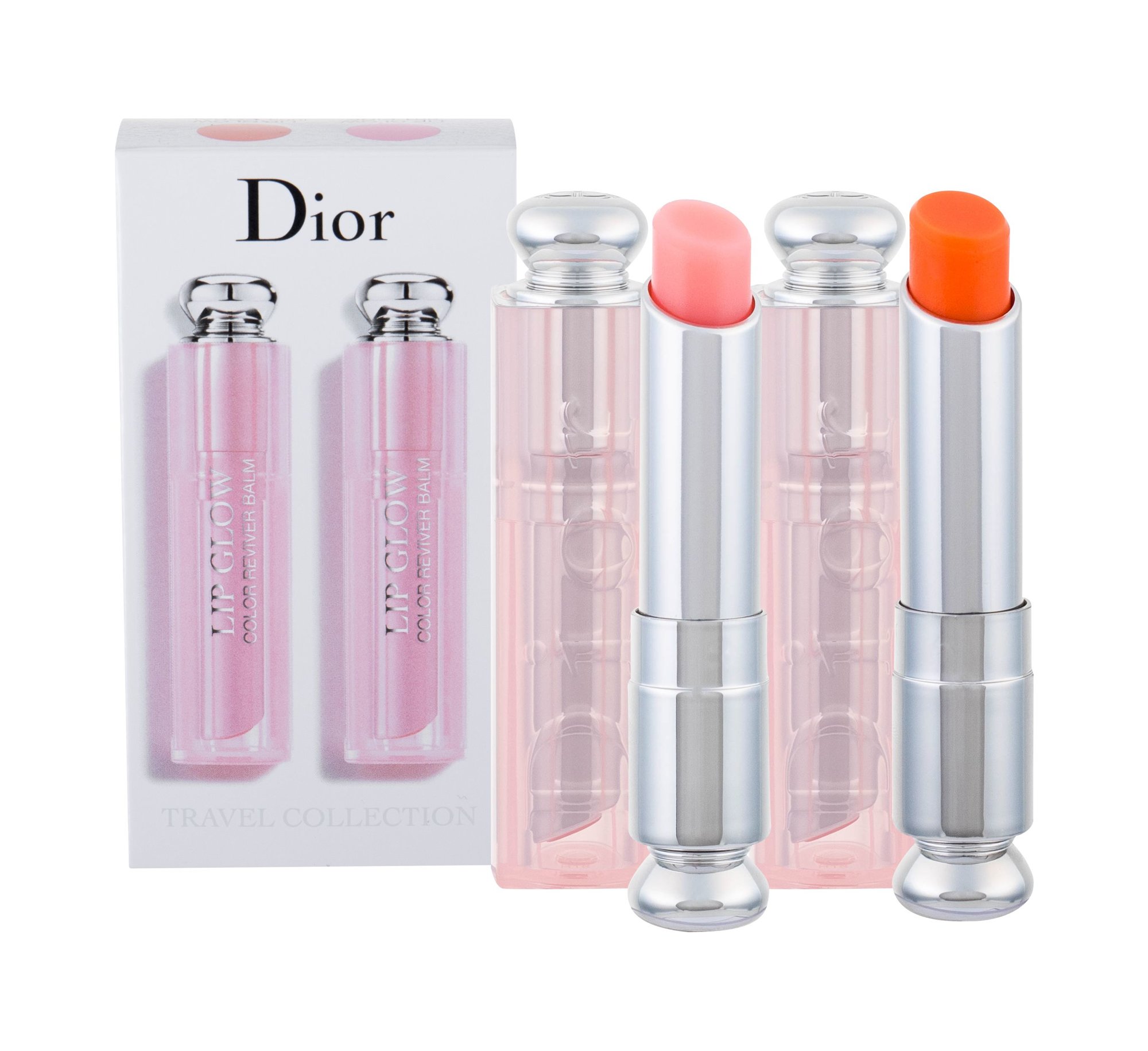 Christian Dior Addict Lip Glow 3,5g Lip Balm 3,5 g + Lip Glow Reviver Balm 3,5 g 004 Coral lūpų balzamas Rinkinys