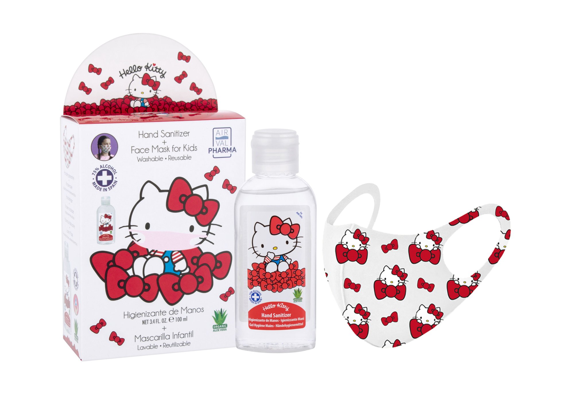 Hello Kitty Hello Kitty 100ml Hand Sanitizer 100 ml + Face Mask 1 pc antibakterinis skystis Rinkinys (Pažeista pakuotė)