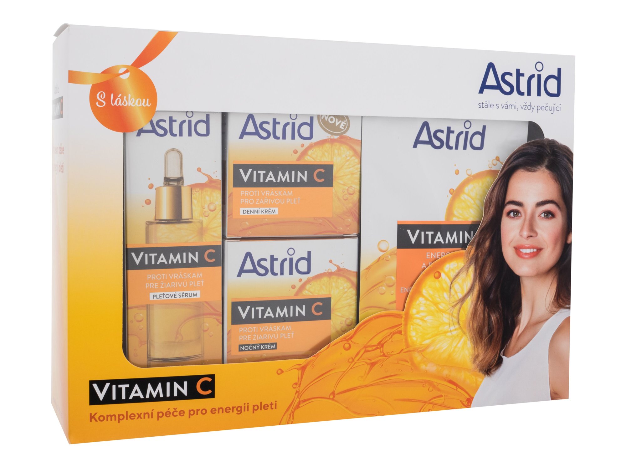 Astrid Vitamin C 30ml Vitamin C Serum 30 ml + Vitamin C Day Cream 50 ml + Vitamin C Night Cream 50 ml + Vitamin C Energizing Textile Mask 20 ml Veido serumas Rinkinys (Pažeista pakuotė)