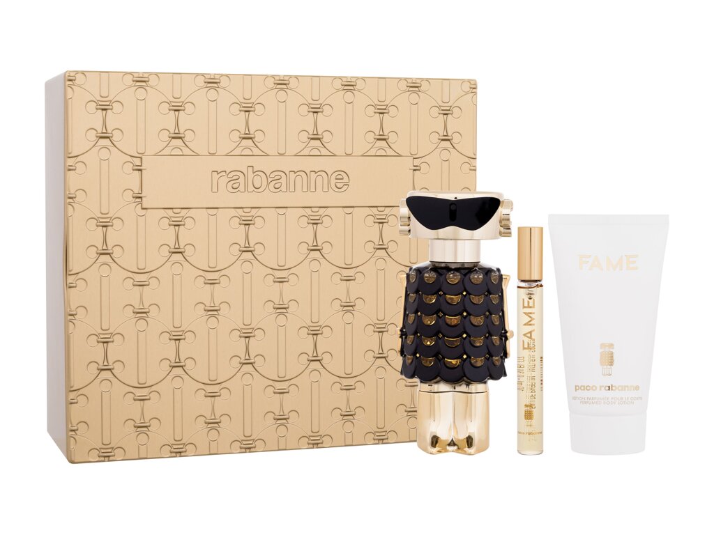 Paco Rabanne Fame 80ml Perfume 80 ml + Body Lotion 100 ml + Perfume 10 ml + Tin Can Kvepalai Moterims Parfum Rinkinys