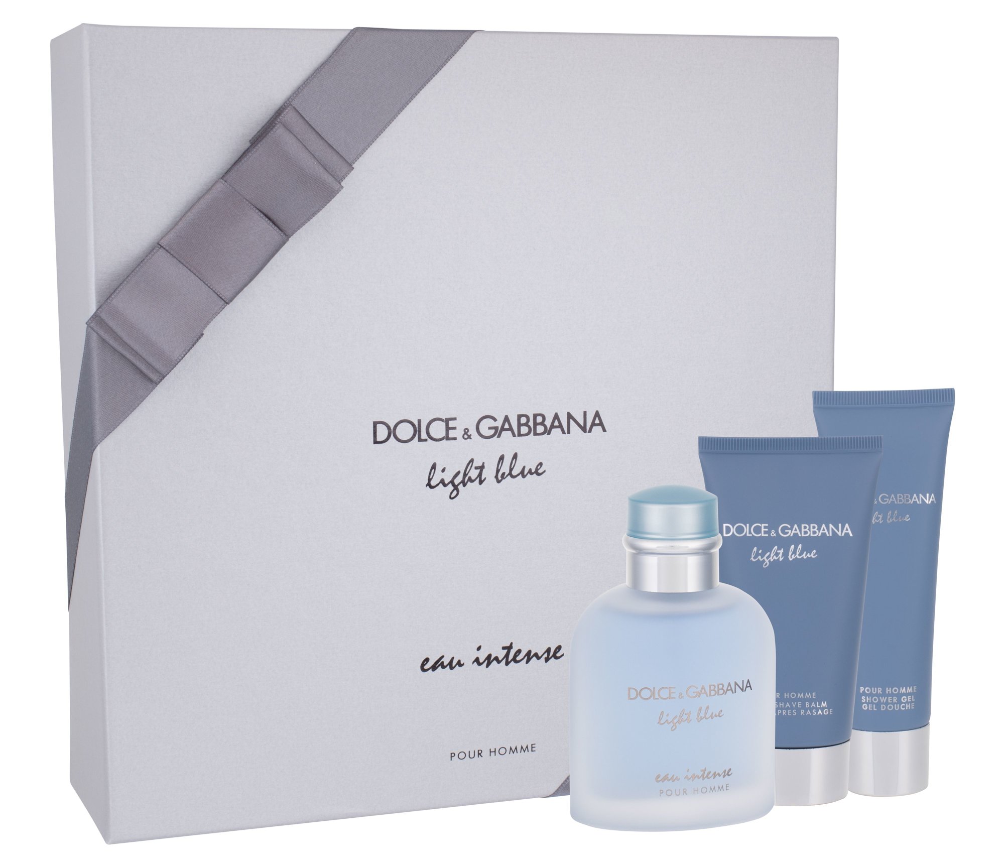 Dolce&Gabbana Light Blue Eau Intense Pour Homme 100ml Edp 100 ml + Shower Gel 50 ml + Aftershave Balm 75 ml Kvepalai Vyrams EDP Rinkinys (Pažeista pakuotė)
