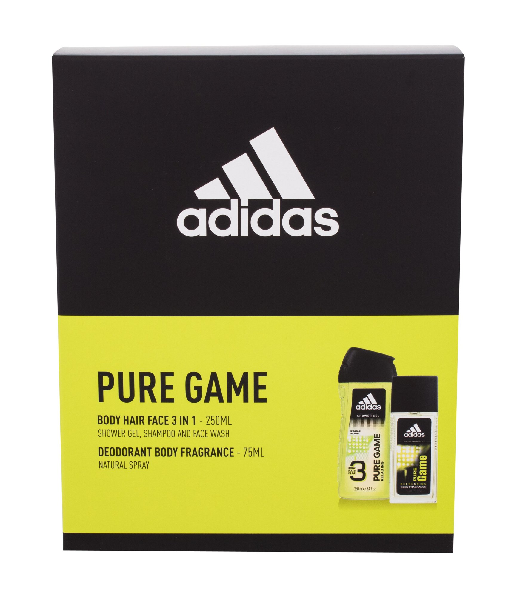 Adidas Pure Game 75ml Deospray 75 ml + Shower Gel 250 ml dezodorantas Rinkinys (Pažeista pakuotė)