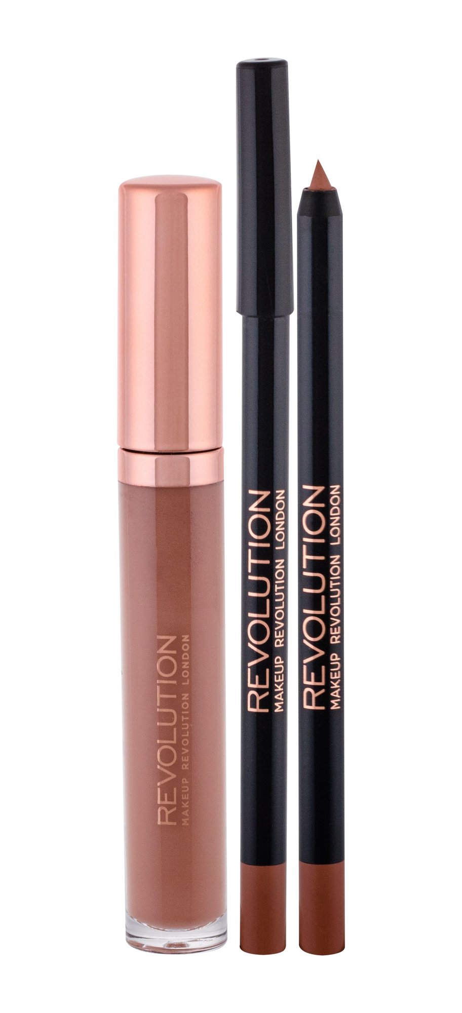 Makeup Revolution London Retro Luxe Gloss Lip Kit 5,5ml Lip Shine 5,5 ml + Lip Pencil 1 g lūpų blizgesys Rinkinys