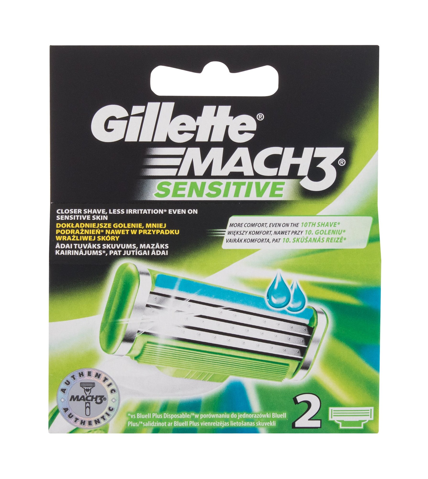 Gillette Mach3 Sensitive 2vnt skustuvo galvutė (Pažeista pakuotė)