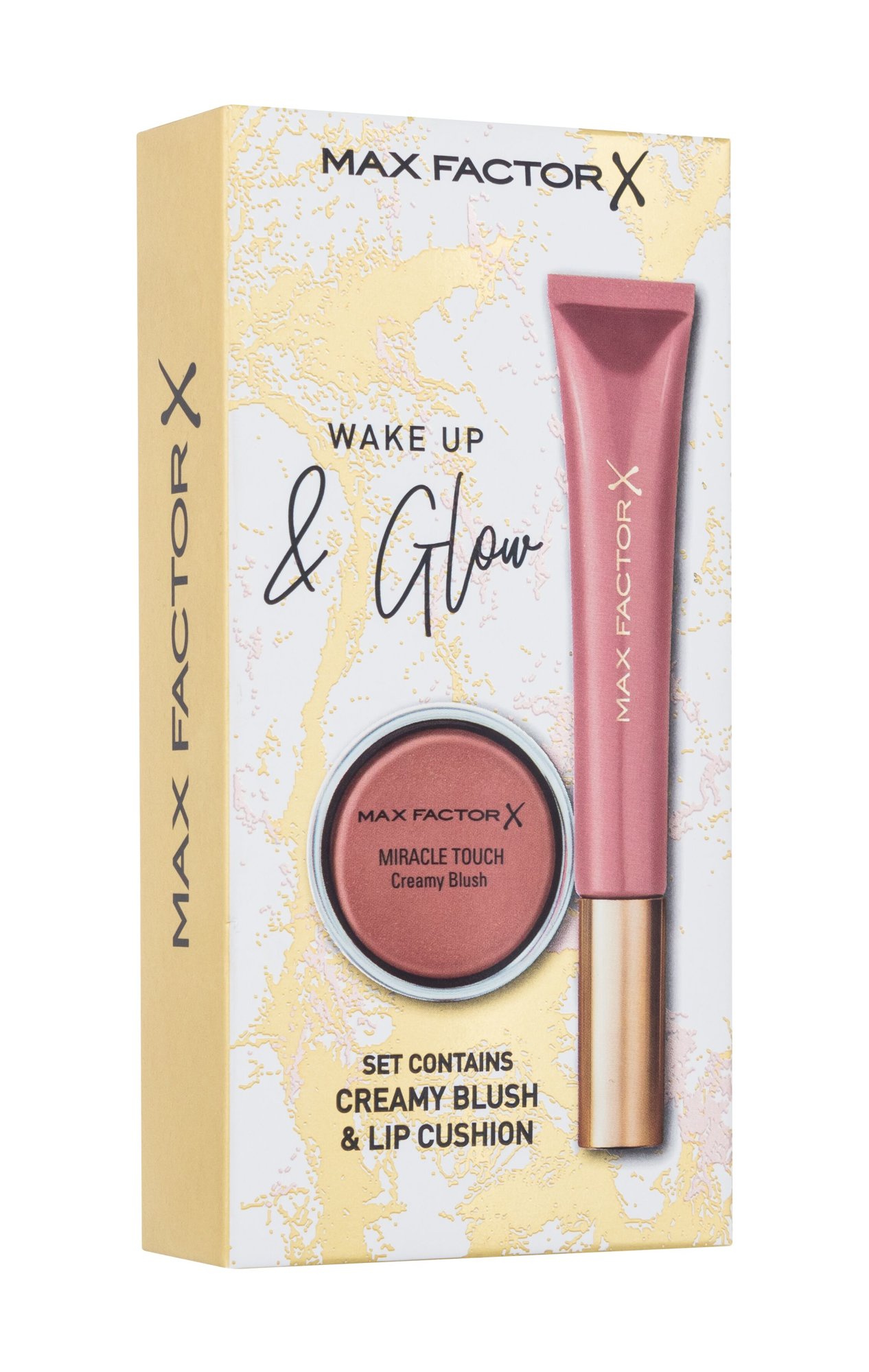 Max Factor Wake Up & Glow 9ml Lip Gloss Colour Elixir Lip Cushion 9 ml + Miracle Touch Creamy Blush 3 g 03 Soft Copper lūpų blizgesys Rinkinys