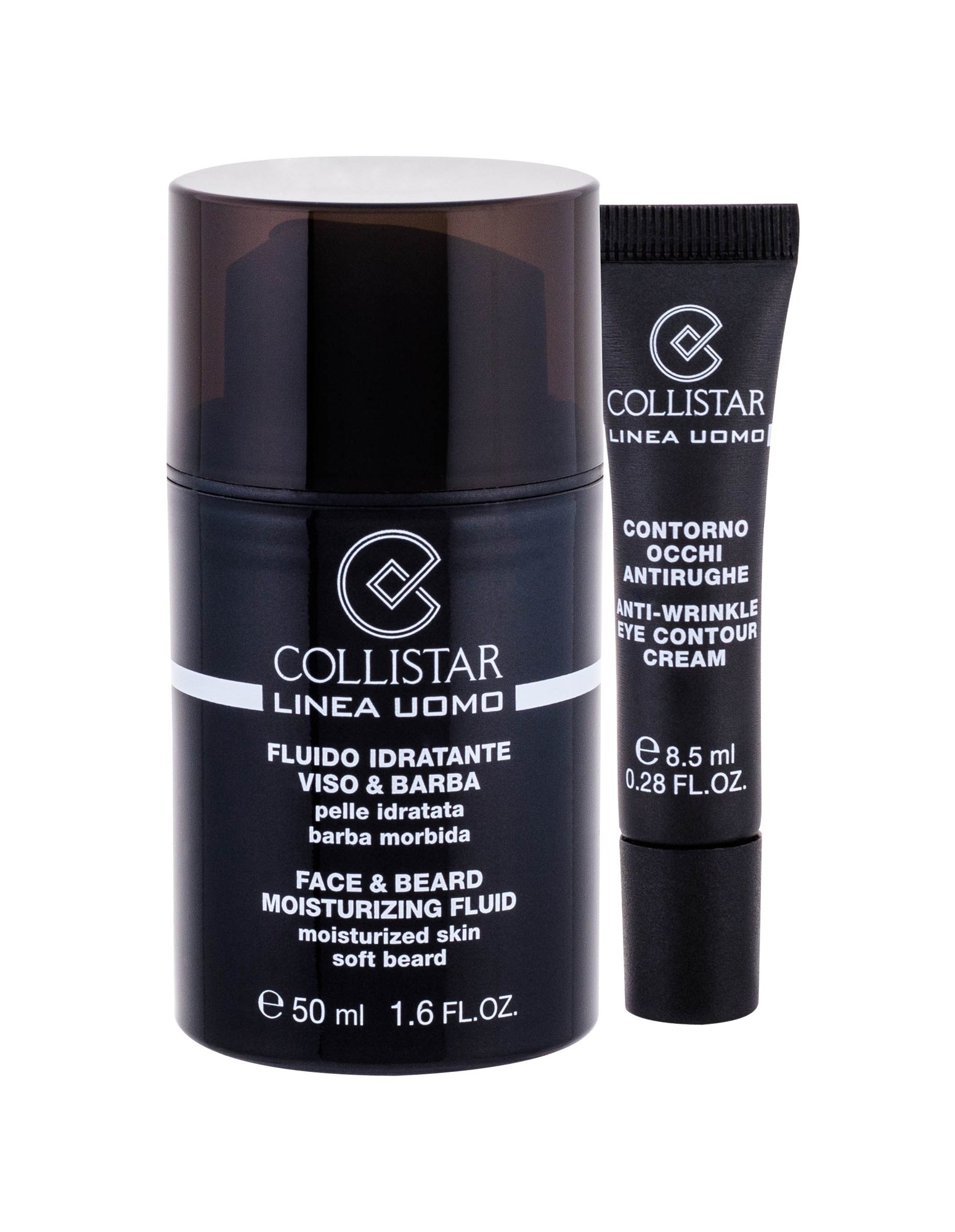 Collistar Linea Uomo Face & Beard 50ml Moisturizing Fluid 50 ml + Anti-Wrinkle Eye Contour Cream 8,5 ml veido gelis Rinkinys (Pažeista pakuotė)