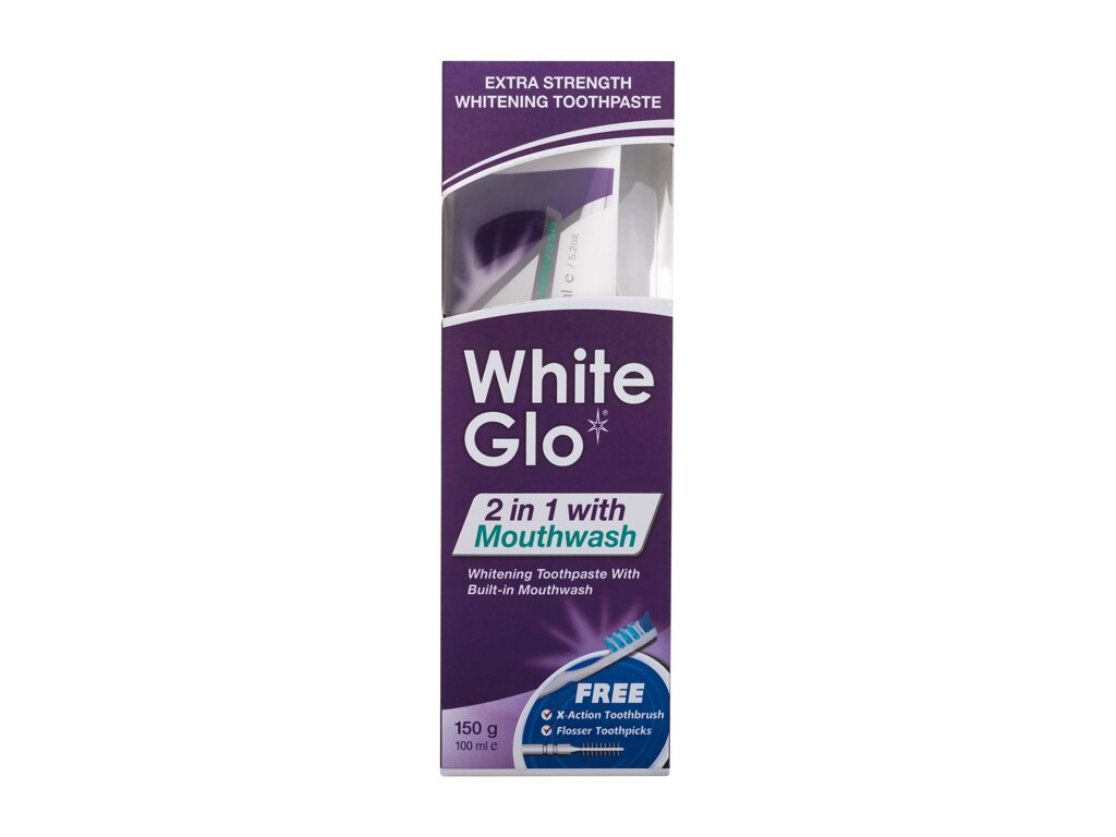 White Glo 2 in 1 with Mouthwash 100ml dantų pasta (Pažeista pakuotė)