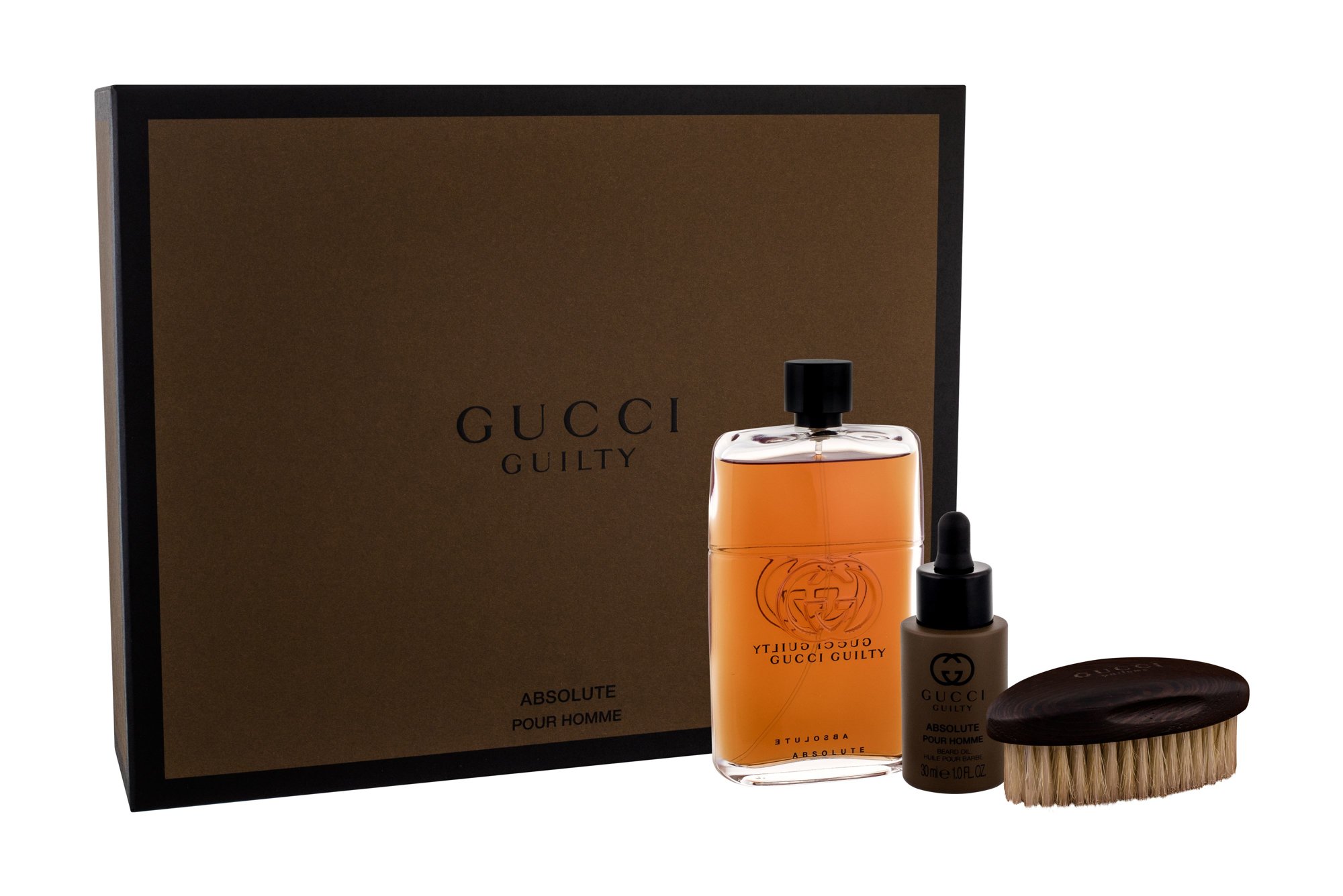 Gucci Guilty Absolute Pour Homme 90ml Edp 90 ml + Beard Oil 30 ml + Beard Brush Kvepalai Vyrams EDP Rinkinys