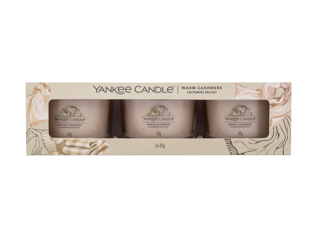 Yankee Candle Warm Cashmere 37g Scented Candle 3 x 37 g Kvepalai Unisex Scented Candle Rinkinys (Pažeista pakuotė)