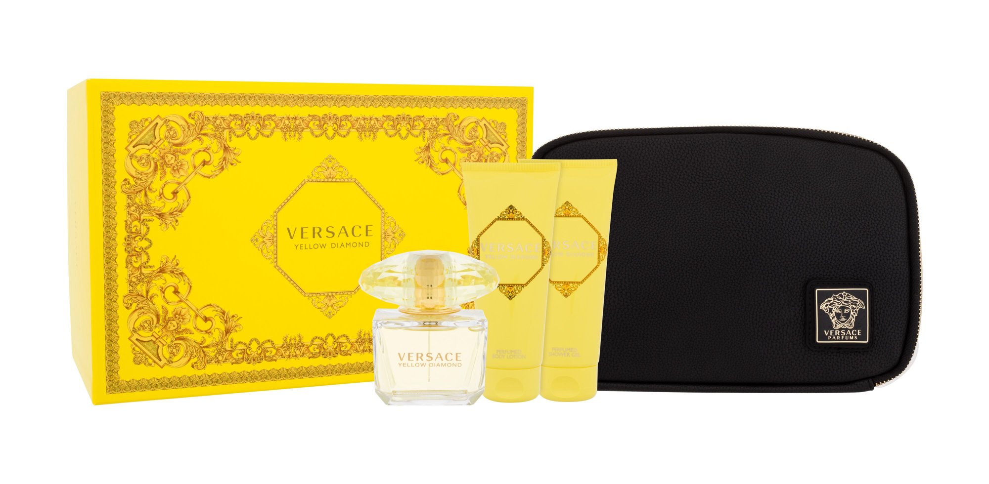 Versace Yellow Diamond 90ml Edt 90 ml + Body Lotion 100 ml + Shower Gel 100 ml + Cosmetic Bag Kvepalai Moterims EDT Rinkinys