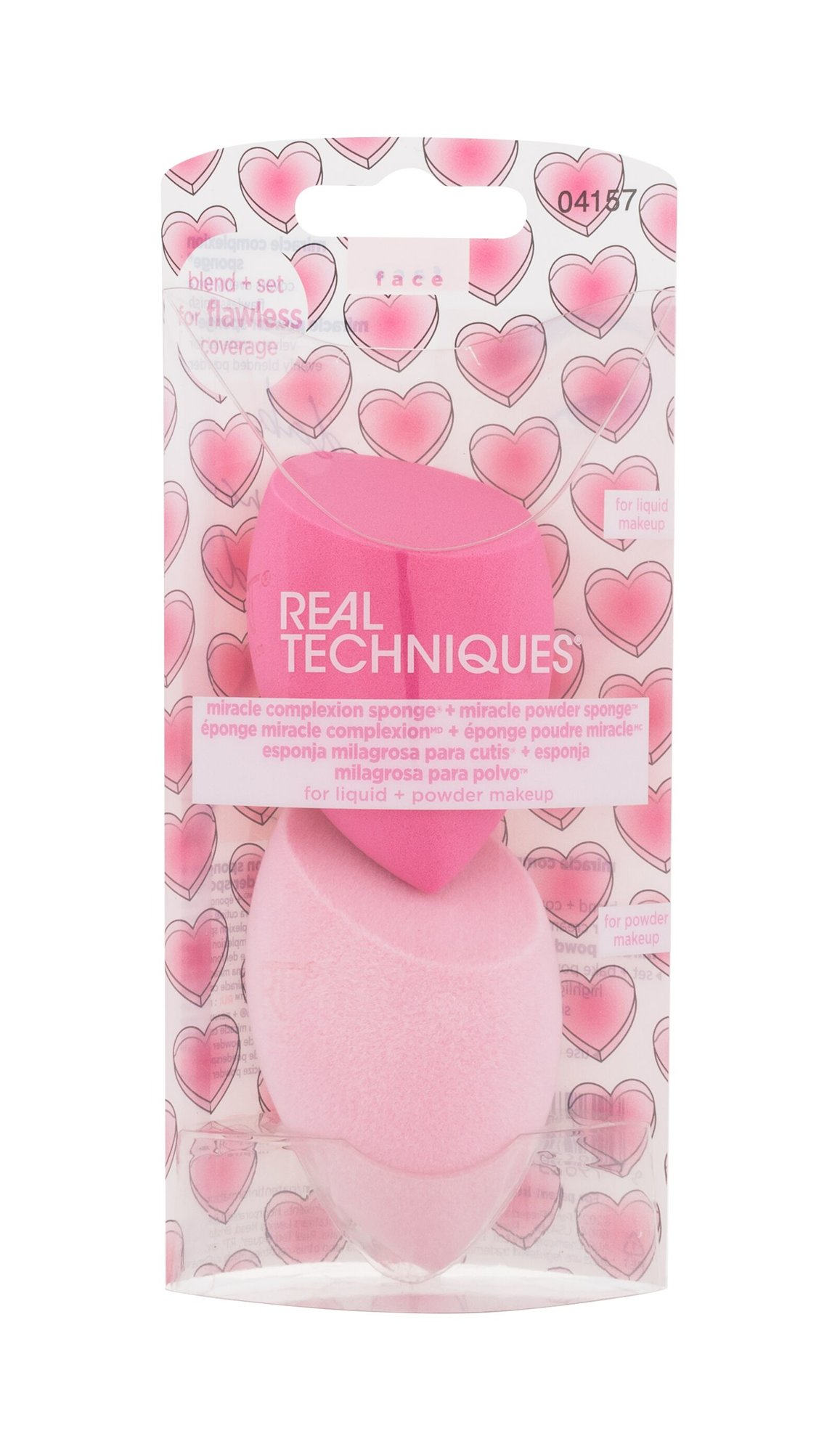 Real Techniques Miracle Complexion Sponge Love Irl 1vnt Miracle Complexion Make-up Sponge 1 pc + Miracle Powder Make-up Sponge 1 pc aplikatorius Rinkinys (Pažeista pakuotė)