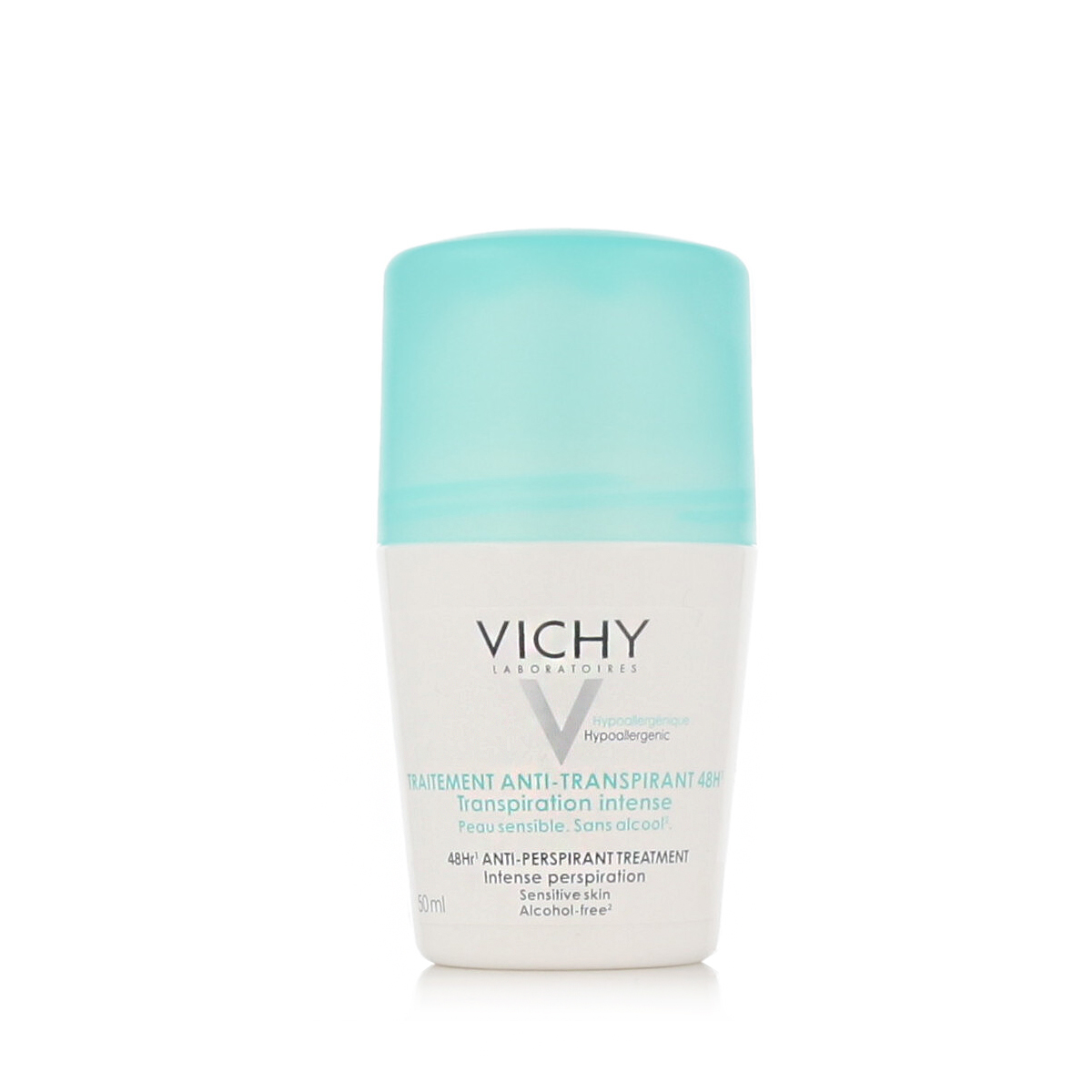 48-hour antiperspirant ball against white and yellow spots