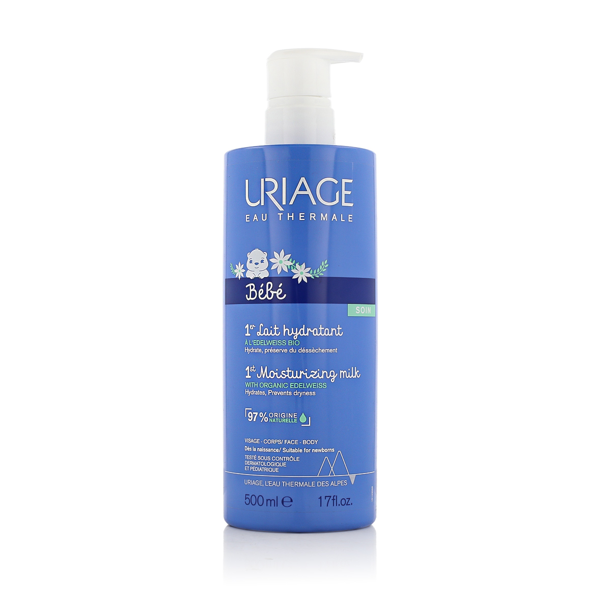 Uriage Bébé 1st Moisturizing Milk 500ml kūno losjonas Uriage Bébé 1st Moisturizing Milk 500ml kūno losjonas