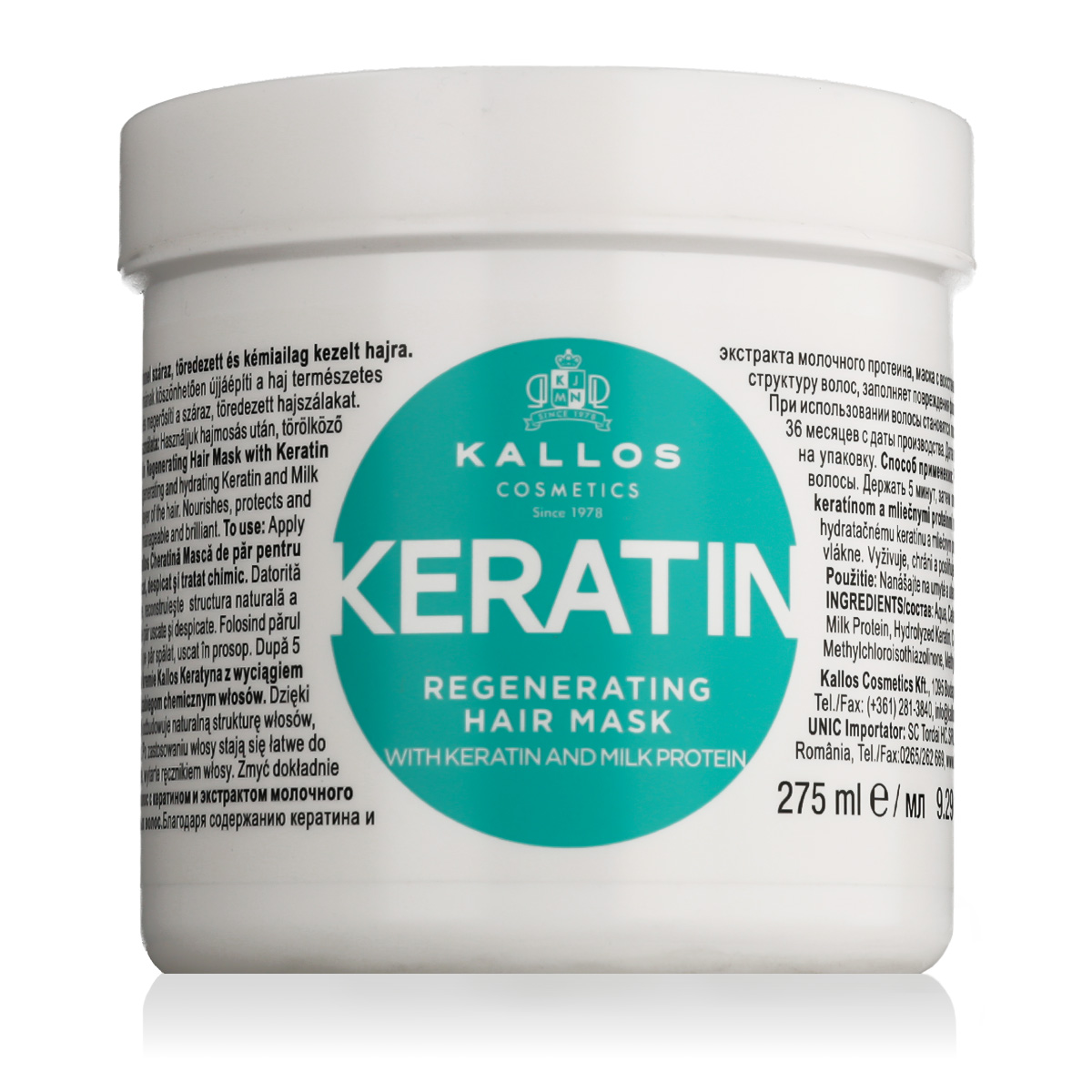 Kallos Cosmetics Keratin 275ml plaukų kaukė