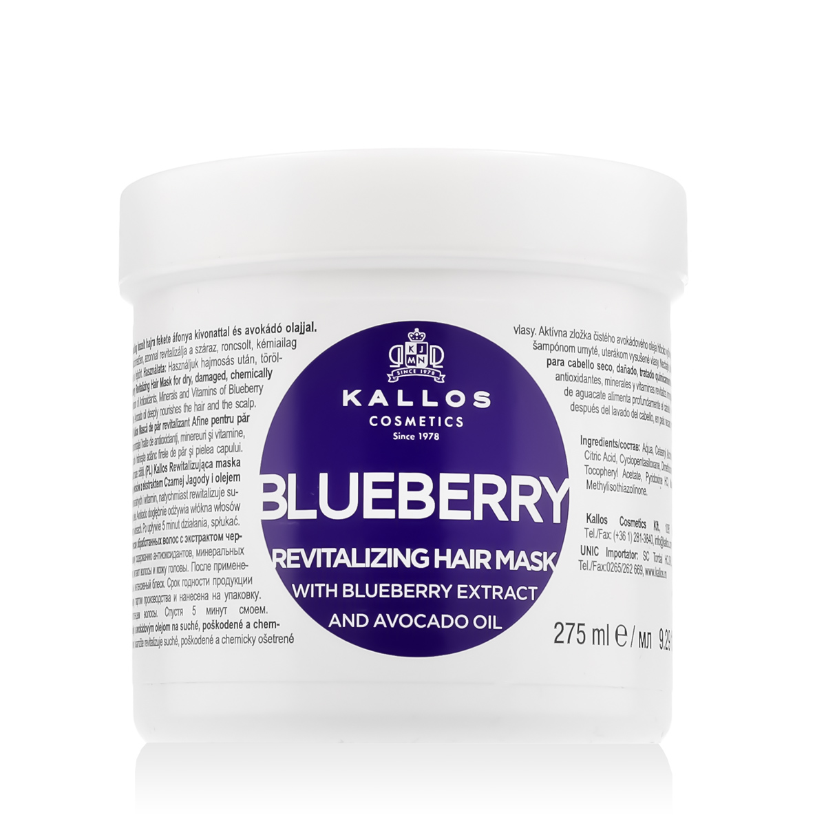 Kallos Cosmetics Blueberry 275ml plaukų kaukė