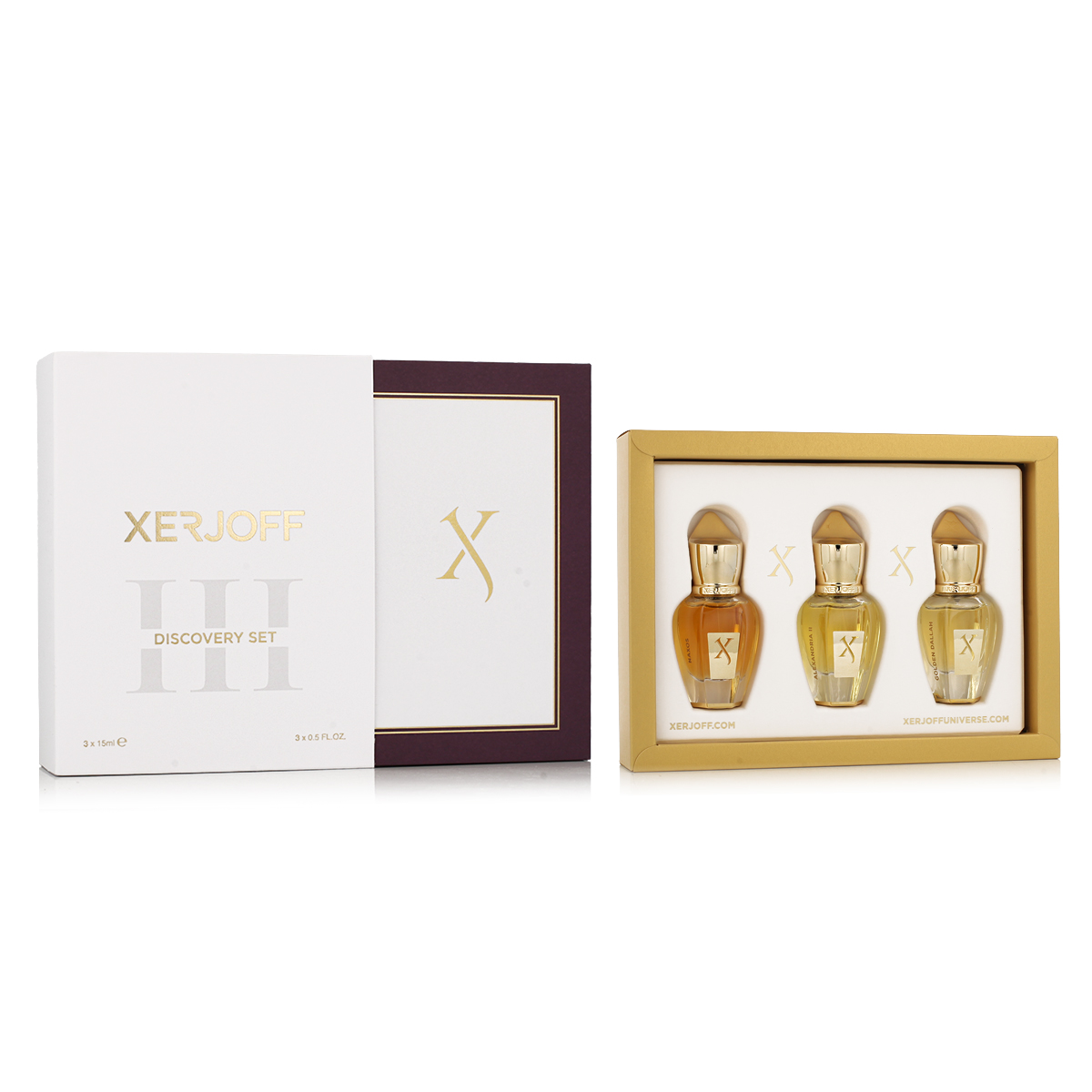 Xerjoff Miniaturen Set,Coffee Break Golden Dallah,Oud Stars Alexandria II,XJ 1861 Naxos NI&Scaron;INIAI Xerjoff Discovery Set III Parfum 2 x 15 ml + EDP 15 ml UNISEX Kvepalai Unisex Rinkinys